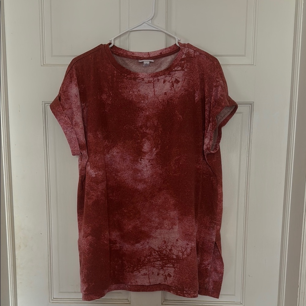 LuLaRoe Red Relaxed Cuffed Sleeve Tee